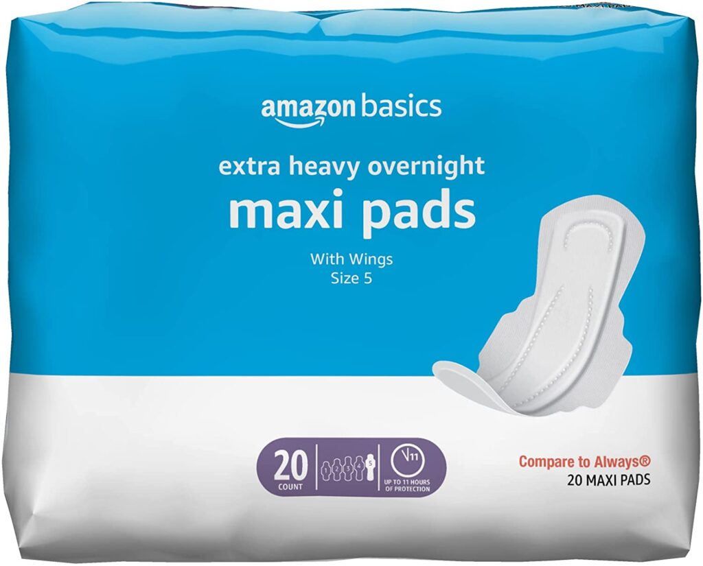 Amazon Basics Thick Maxi Pads with Flexi-Wings for heavy periods